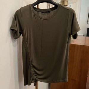 Allsaints olive t-shirt with ruching detail size S NWOT